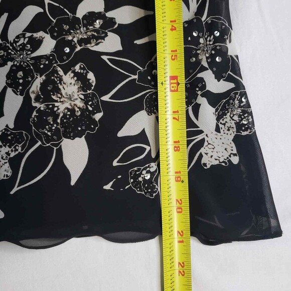 Alex Evenings Floral Sleeveless Blouse Dressy Tank with Sequin- Medium Petite MP - Picture 10 of 10